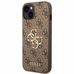 Guess 4G Big Metal Logo viedtālruņa apvalks iPhone 14 - brūns