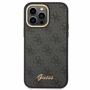 Guess 4G Vintage Gold Logo maciņš iPhone 14 Pro melns