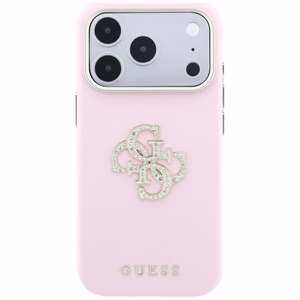 Guess Smooth & Big Strass Logo vāciņš iPhone 18 Pro / 17 Pro – rozā