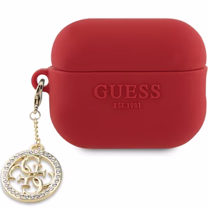 Guess GUAP23DSLGHDF AirPods Pro 2 apvalks sarkans 3D gumijas 4G dimanta šarms