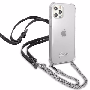 Guess GUHCP12MKC4GSSI iPhone 12/12 Pro 6.1" Caurspīdīgs cietais apvalks 4G Sudraba ķēde
