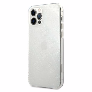 Guess GUHCP12M3D4GTR iPhone 12/12 Pro 6.1" caurspīdīgs cietais apvalks 4G 3D raksta kolekcija