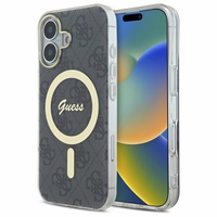 Guess IML 4G Magnētiskais viedtālruņa apvalks iPhone 16 Plus - melns