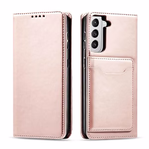 Magnētiskais karšu apvalks Samsung Galaxy S22 + (S22 Plus) maciņš karšu turētājs rozā