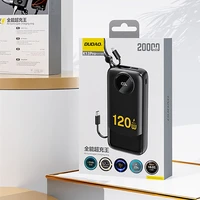 Dudao K13Pro 20000mAh portatīvais lādētājs ar iebūvētu kabeli - melna
