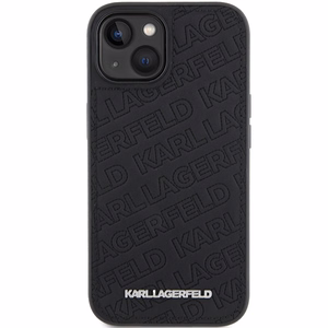Karl Lagerfeld Kviltēts K Pattern apvalks viedtālrunim iPhone 15 Plus / 14 Plus - melns