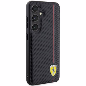 Ferrari Carbon Printed Line viedtālruņa apvalks Samsung Galaxy S24 - melns