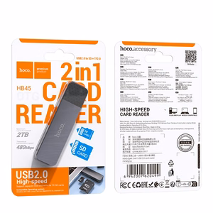 Memory card reader Hoco HB45 2-in-1 USB2.0 grey