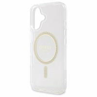 Guess GUHMP16MHFGERET iPhone 16 Plus 6.7" caurspīdīgs cietais apvalks IML Glitter Circle Magnētiskais