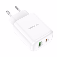 Borofone sienas lādētājs BN4 Potential - USB + Type C - QC 3.0 PD 2.0 20W balts