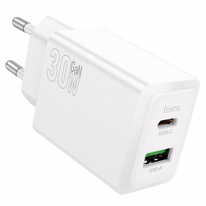 Charger Hoco N71 30W GaN USB-C/USB-A white