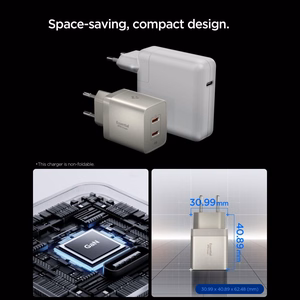 Spigen Essential EE472EU-GAN 2 portu 47 W sienas lādētājs – titāna krāsā