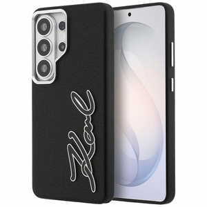 Karl Lagerfeld maciņš Grained Signature Metal Resin Logo Samsung Galaxy S26 Ultra melns