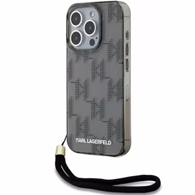Karl Lagerfeld IML Mono KL Pattern & Cord viedtālruņa apvalks iPhone 15 Pro Max - melns
