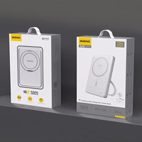 Dudao K28 10000mAh PD 22.5W Magnētiskā portatīvais lādētājs ar metāla apvalku un gredzena statīvu - sudraba