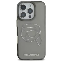 Karl Lagerfeld KLHCP16XHKHDCELK iPhone 16 Pro Max 6.9" melns/melns cietais apvalks IML Rhinestones Karl galva