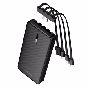 Borofone Внешний аккумулятор 10000mAh BJ84 Smooth - USB - с кабелями USB, Type C, Lightning и Micro USB чёрный