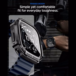 Spigen Rugged Armor Case + 9H Tempered Glass for Apple Watch Ultra 49mm - Matte Black