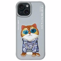 Nimmy Glasses Cool Cat iPhone 15 apvalks - pelēks