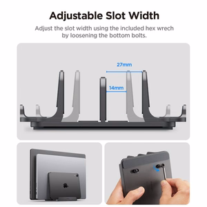 Spigen LD208S4 Desk Organizer for Laptops, Tablets, Smartphones, Keyboards - Gray