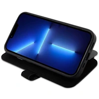 BMW apvalks BMBKP14X22RDPK iPhone 14 Pro Max 6.7" melns/melns grāmatas tipa ādas teksturēts un svītrains