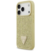 Guess Rhinestone Triangle Logo viedtālruņa apvalks iPhone 17 Pro - zelta