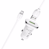 Auto lādētājs Borofone BZ12A QC3.0 USB + MicroUSB balts