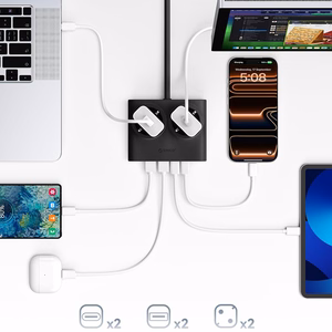 Orico PDC25 25W 6in1 strāvas sadalītājs 2x AC + 2x USB-A + 2x USB-C - melns
