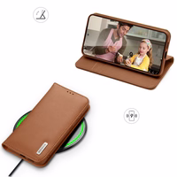 Dux Ducis Hivo apvalks Samsung Galaxy S25 Edge - ar flip funkciju un RFID aizsardzību - brūns