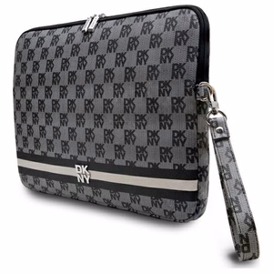 DKNY Sleeve Checkered Pattern Printed Stripes 16" Laptop Case - Black