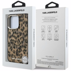 Karl Lagerfeld IML leoparda raksts magnētiskais apvalks iPhone 16 Pro Max - brūns