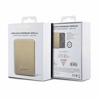 Magnētiskā indukcijas uzlādes ierīce Guess MagSafe Metal Script Logo 5W 3000mAh (zelta)