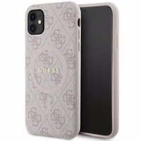 Guess GUHMN61G4GFRP iPhone 11 6.1" / Xr rozā/rozā cietais apvalks 4G kolekcija ādas metāla logotips Magnētiskais