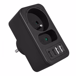 Maclean MCE249 F/B – elektrības kontaktligzdu sadalītājs, 2 kontaktligzdas, 4 USB porti: 2×USB-A un 2×USB-C PD 20 W, 1×16 A + 1×6 A