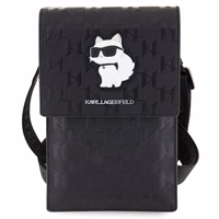 Karl Lagerfeld apvalks KLWBSAKHPCK rokassoma - melna Saffiano monogramma Choupette