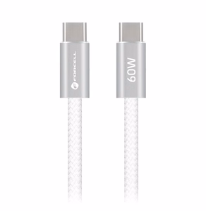 Kabelis USB C uz USB C Forcell F-Energy QC4.0 PD 3A 60W Cafule Color 1,2 m ACYH23 balts