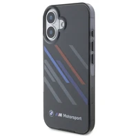 BMW Motosport IML nejaušas svītras iPhone 16 Plus apvalks - melns