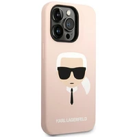 Karl Lagerfeld KLHCP14LSLKHLP iPhone 14 Pro 6.1 "cietais apvalks rozā/rozā Silikona Karla Galva