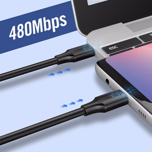 Ugreen US286 USB-C - USB-C PD QC 3A 480Mb/s 2m kabelis - melns
