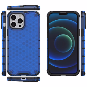 Honeycomb Case armor cover with TPU Bumper for iPhone 13 Pro Max blue