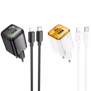 Зарядное устройство для телефона Hoco USB A + USB C QC3.0 PD 3A 20W + кабель USB C to Lightning N52 чёрное