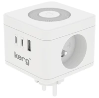 KERG Smart 2 ligzdu barošanas kubs + USB-A + USB-C lādētājs + LED lampa 16A/250V~ balts
