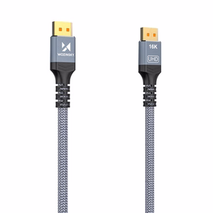 Wozinsky WPS-16AYL2S DisplayPort 2.1 kabelis VESA sertificēts 80 Gb/s 16K@60Hz 8K@120Hz 4K@240Hz HDR HDCP DSC 2m - melns