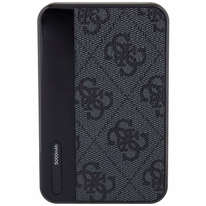 Guess внешний аккумулятор 15W GUPB5LP4GEGK 5000mAh чёрный/чёрный 4G Leather Metal Logo
