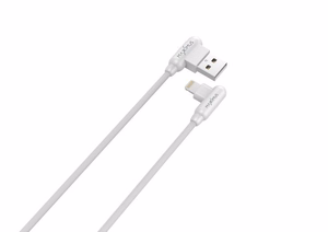Kabelis MX CORNER ātrās uzlādes Lightning 2.4A/1M, balts leņķa
