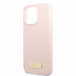 Guess GUHMP13LSPLP iPhone 13 Pro / 13 6.1" rozā/rozā cietais apvalks Silikona Logo Plate Magnētiskais