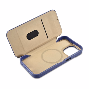 iCarer CE Premium ādas folio viedtālruņa apvalks iPhone 14 Pro Max magnētiskais atveramais ādas folio apvalks MagSafe gaiši violeta