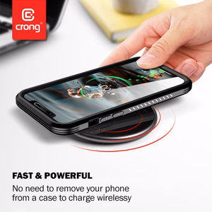 Crong PowerSpot Qi 15 W USB-C bezvadu lādētājs ar rūdīta stikla pārklājumu, sudraba krāsā un balts