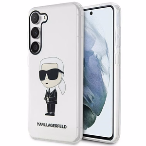 Karl Lagerfeld KLHCS23SHNIKTCT S23 S911 caurspīdīgs cietais viedtālruņa apvalks Ikonik Karl Lagerfeld