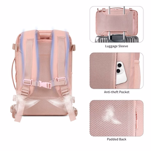 Tech-Protect Defender S50 mugursoma Ryanair un Wizzar, 20L klēpjdatoram - rozā